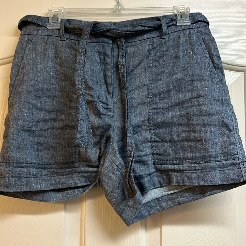 Ann Taylor tie waist chambray shorts